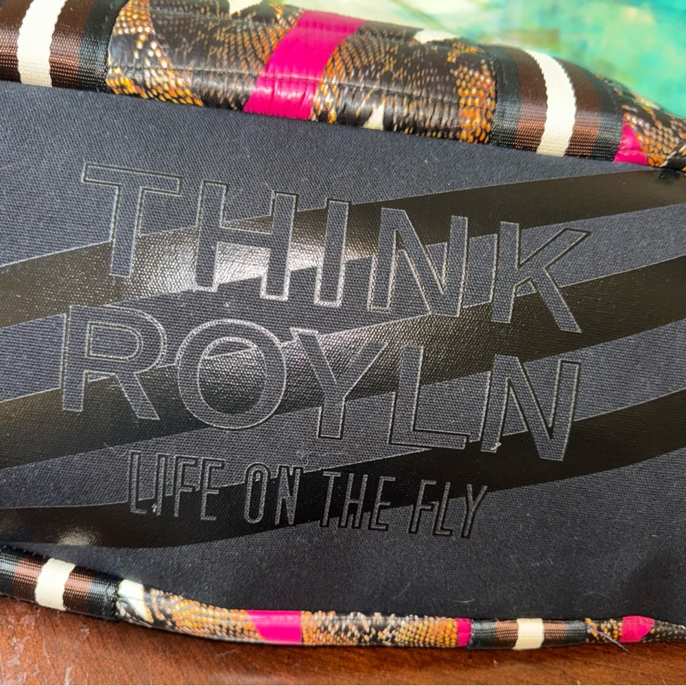Think Royln Quilted Puffer Tote Bag Pink Black Brown Snake Print New (No Tags) - Picture 5 of 9